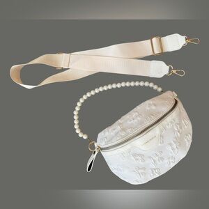 White Pearl Crossbody / Bum Bag Style Purse